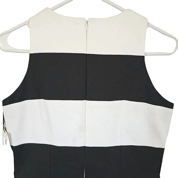 NWT W‎ by Worth Black Dress 2 White Stretch Cotton Twill Stripe Cutaway Mini - Picture 6 of 11